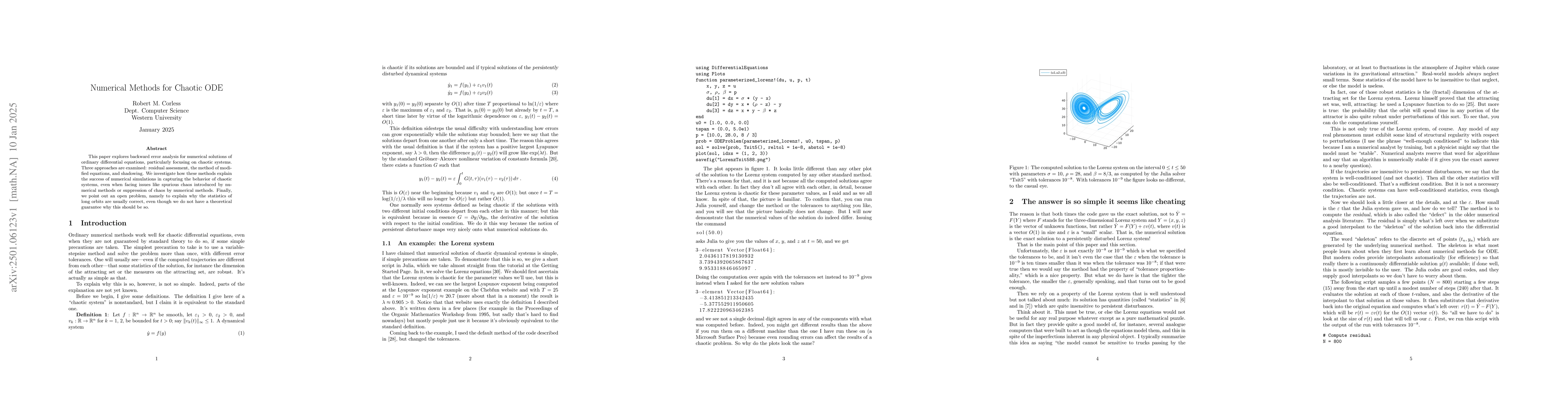 Thumbnail for Numerical methods for Chaotic ODE