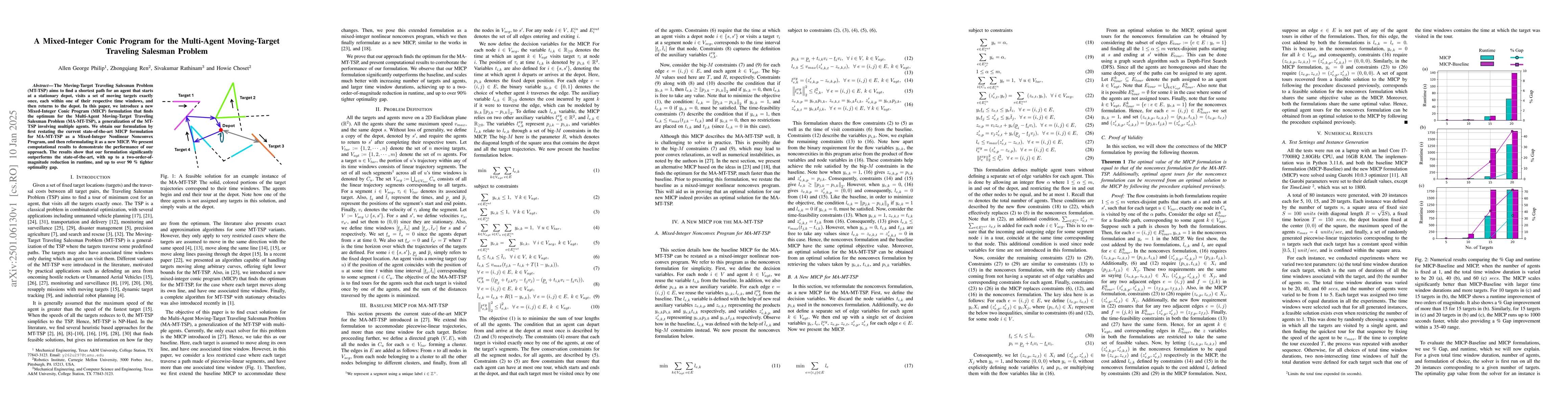 Thumbnail for A Mixed-Integer Conic Program for the Multi-Agent Moving-Target
  Traveling Salesman Problem