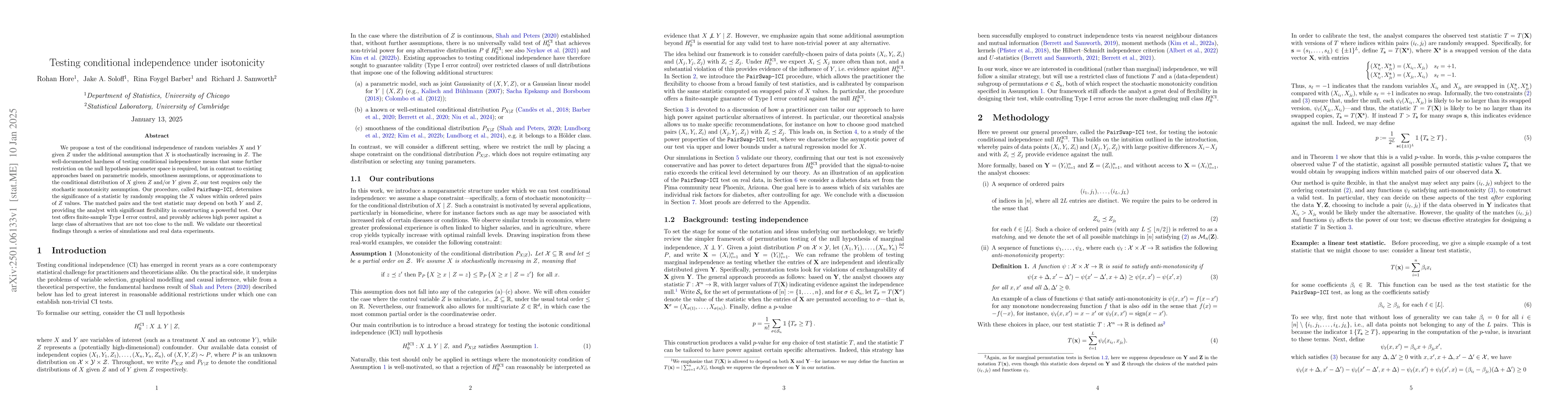 Thumbnail for Testing conditional independence under isotonicity