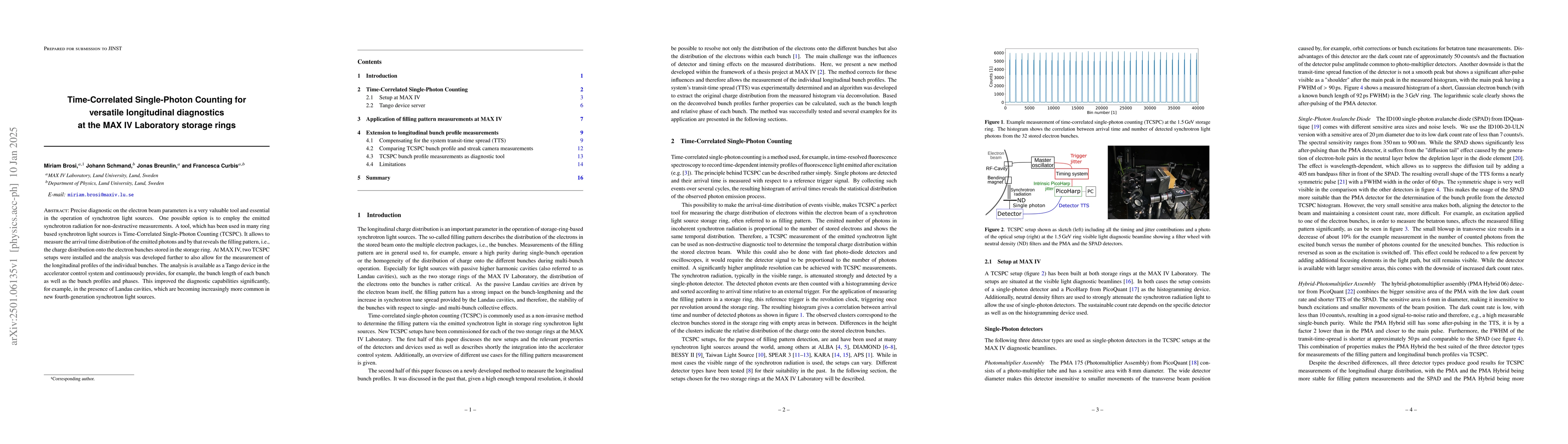Thumbnail for Time-Correlated Single-Photon Counting for versatile longitudinal
  diagnostics at the MAX IV Laboratory storage rings