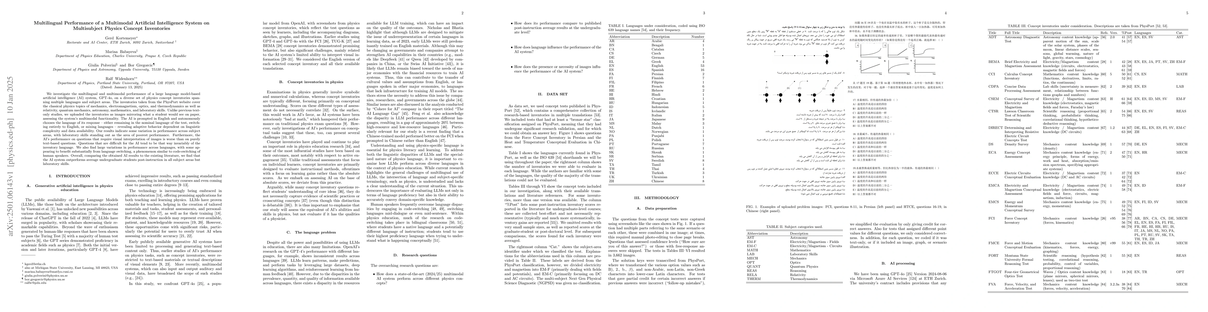 Thumbnail for Multilingual Performance of a Multimodal Artificial Intelligence System
  on Multisubject Physics Concept Inventories