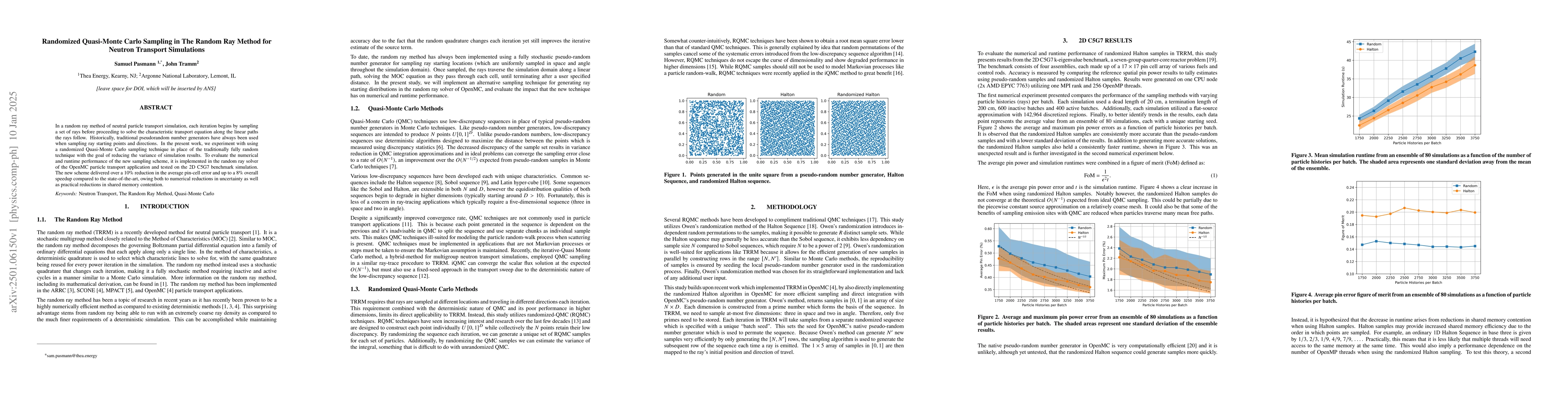 Thumbnail for Randomized Quasi-Monte Carlo Sampling in The Random Ray Method for
  Neutron Transport Simulations