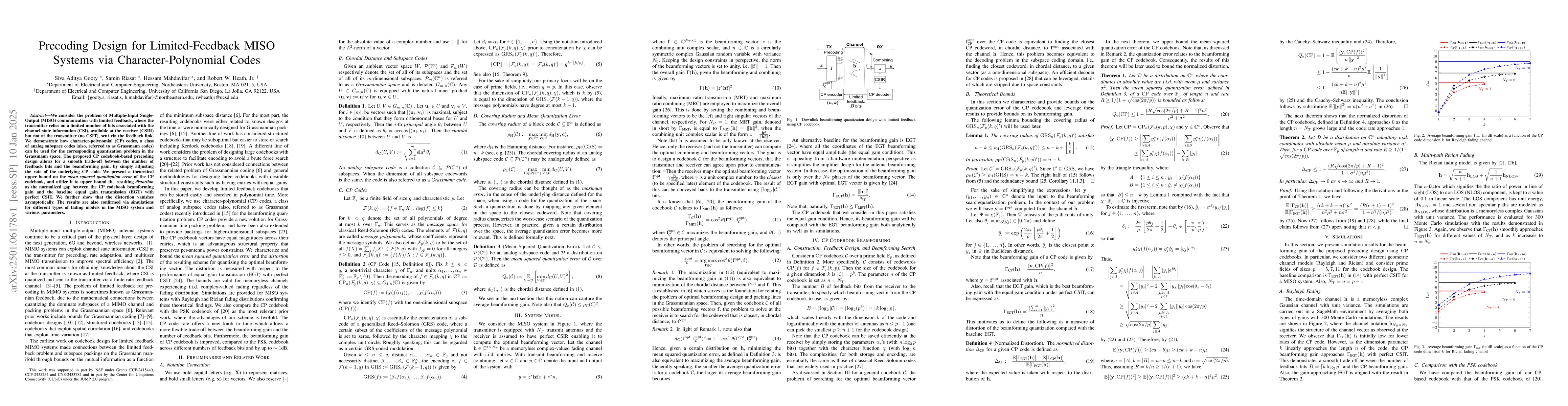 Thumbnail for Precoding Design for Limited-Feedback MISO Systems via
  Character-Polynomial Codes