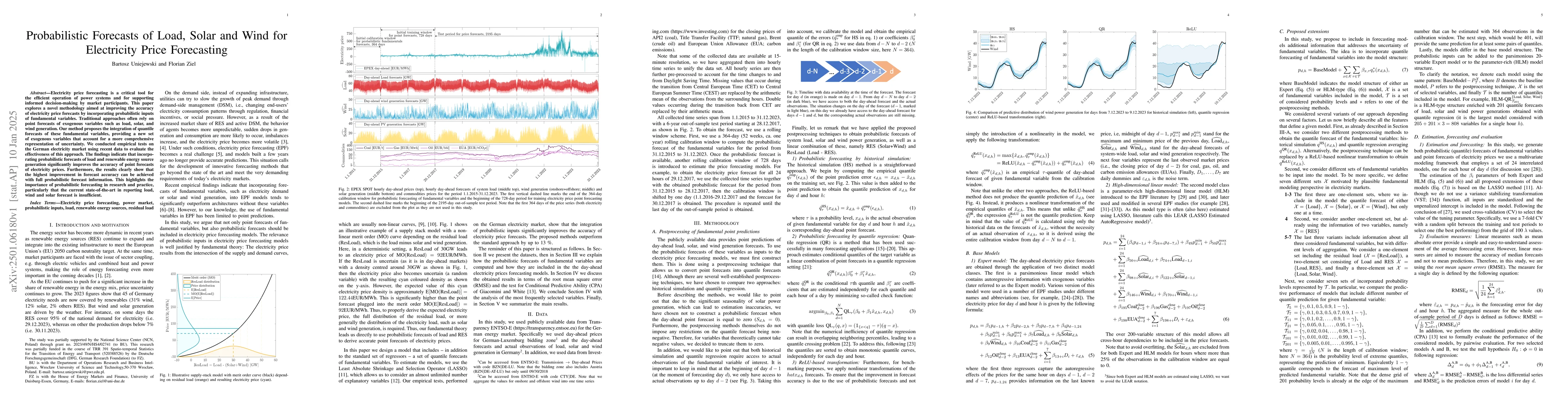 Thumbnail for Probabilistic Forecasts of Load, Solar and Wind for Electricity Price
  Forecasting