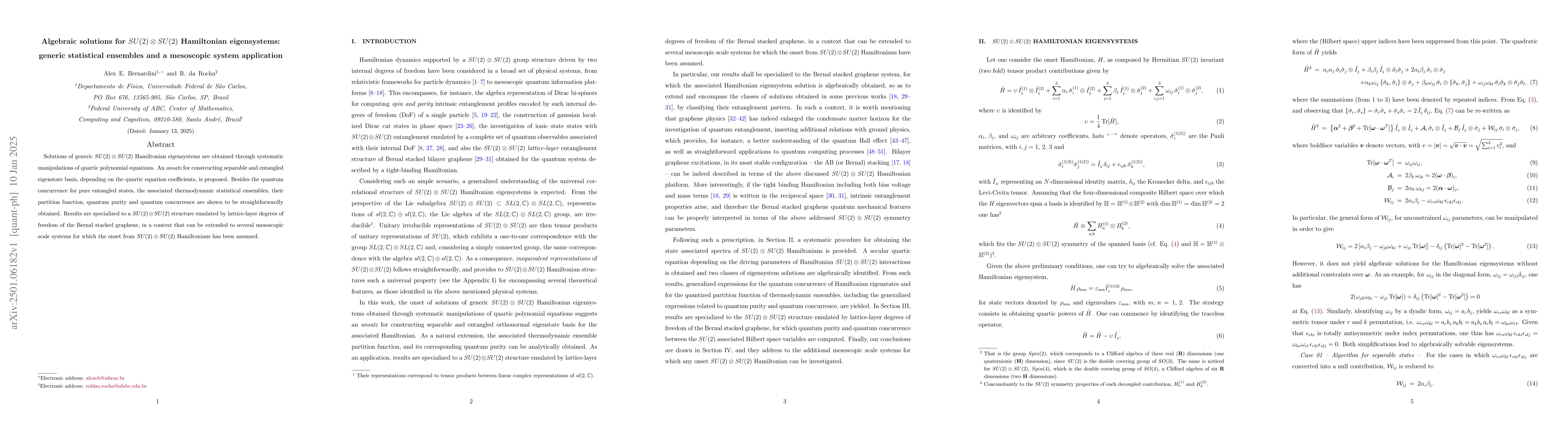 Thumbnail for Algebraic solutions for $SU(2)\otimes SU(2)$ Hamiltonian eigensystems:
  generic statistical ensembles and a mesoscopic system application