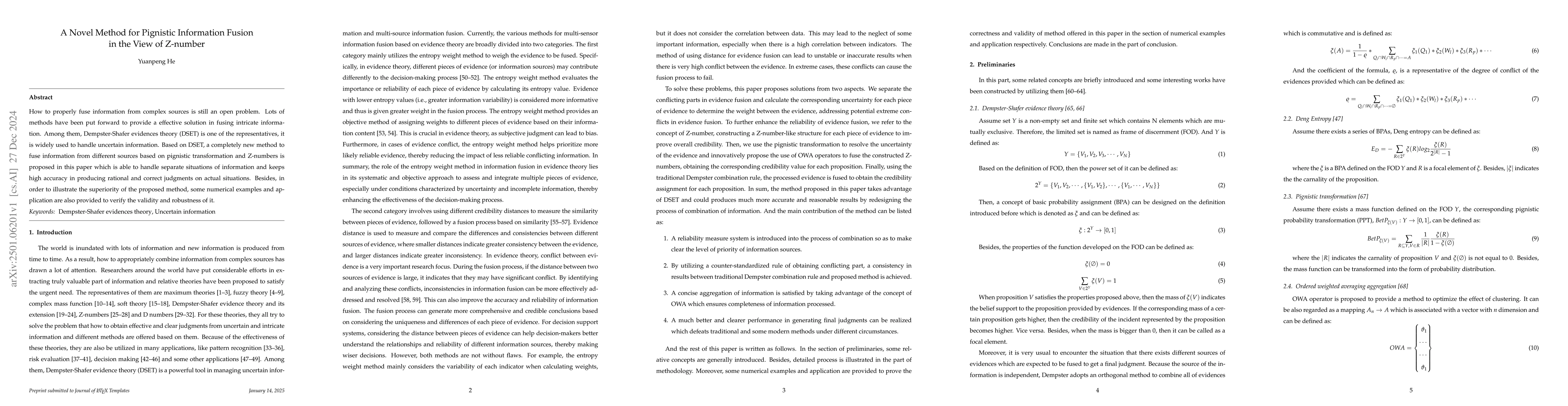Thumbnail for A Novel Method for Pignistic Information Fusion in the View of Z-number