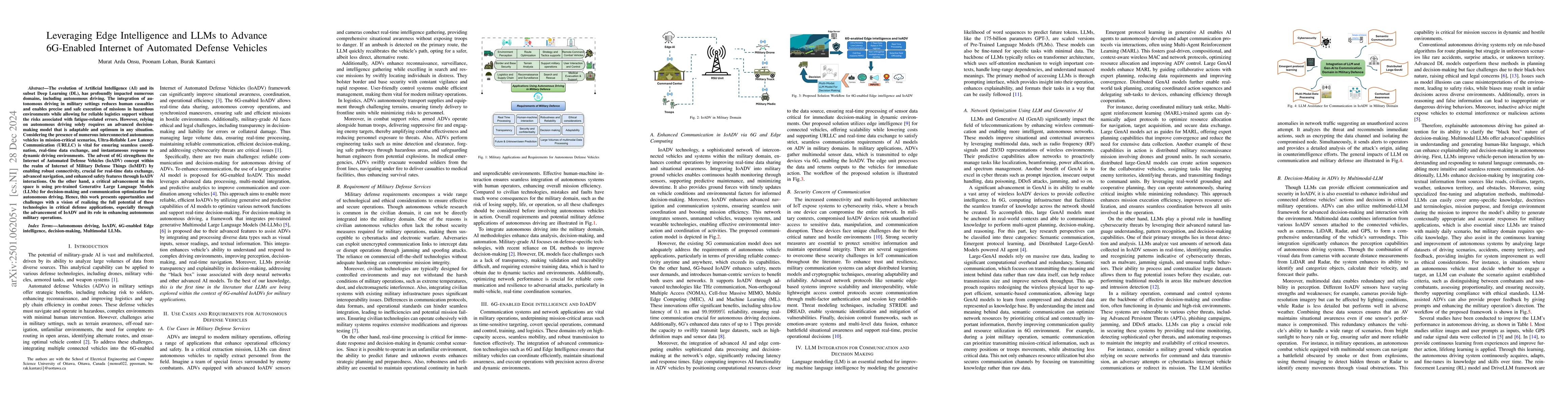 Thumbnail for Leveraging Edge Intelligence and LLMs to Advance 6G-Enabled Internet of
  Automated Defense Vehicles