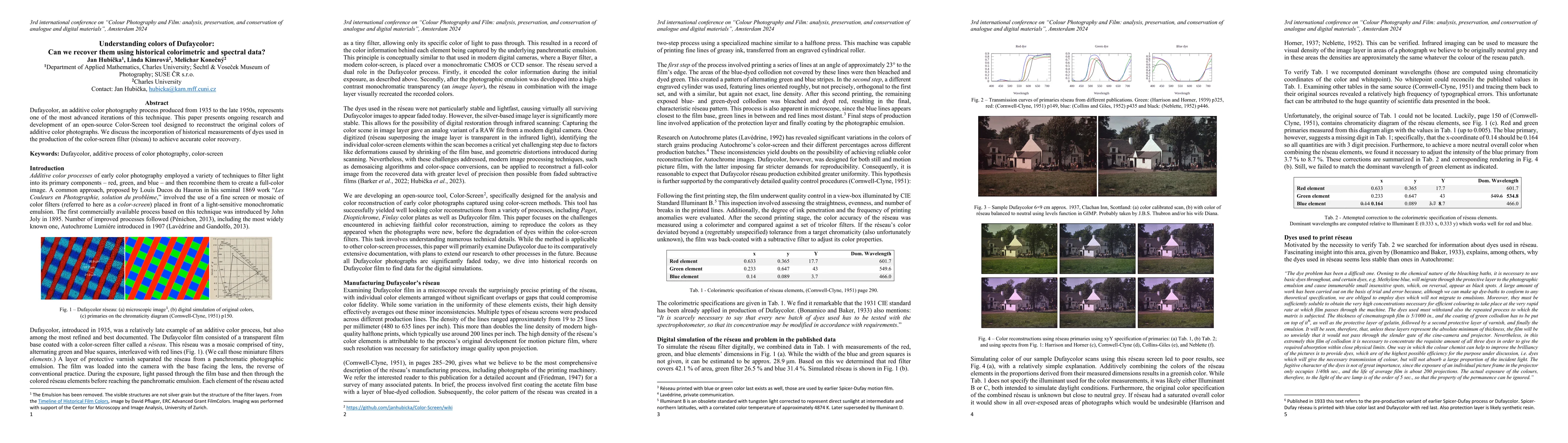 Thumbnail for Understanding colors of Dufaycolor: Can we recover them using historical
  colorimetric and spectral data?