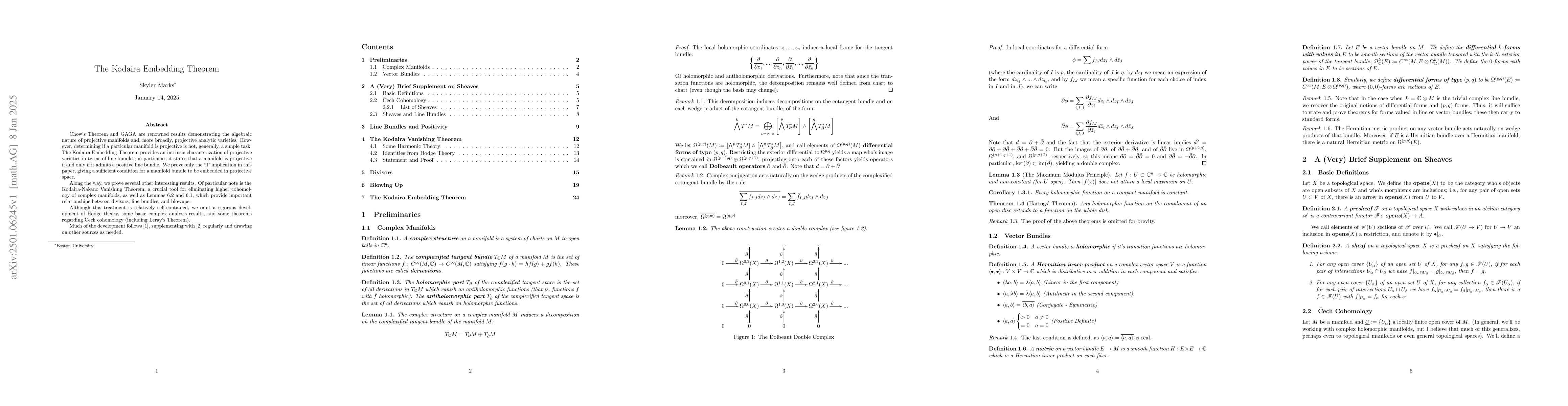 Thumbnail for The Kodaira Embedding Theorem