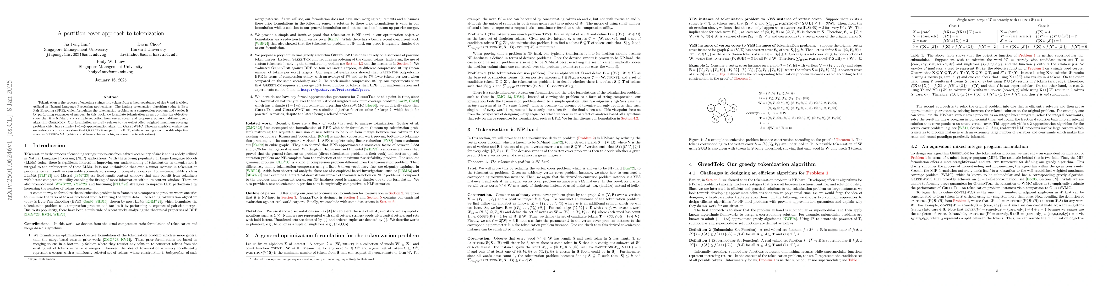 Thumbnail for A partition cover approach to tokenization