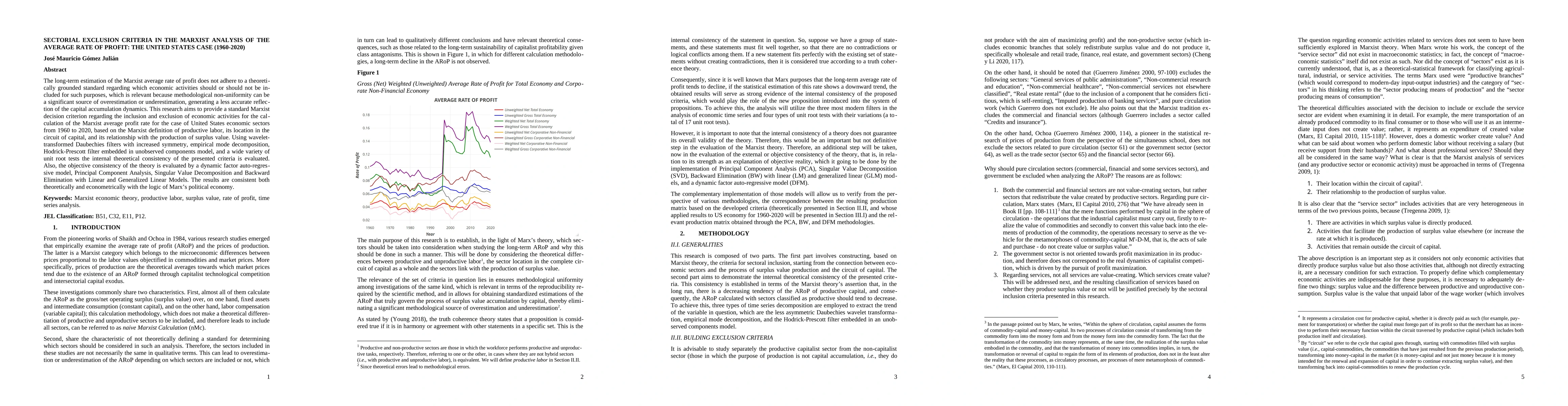 Thumbnail for Sectorial Exclusion Criteria in the Marxist Analysis of the Average Rate
  of Profit: The United States Case (1960-2020)