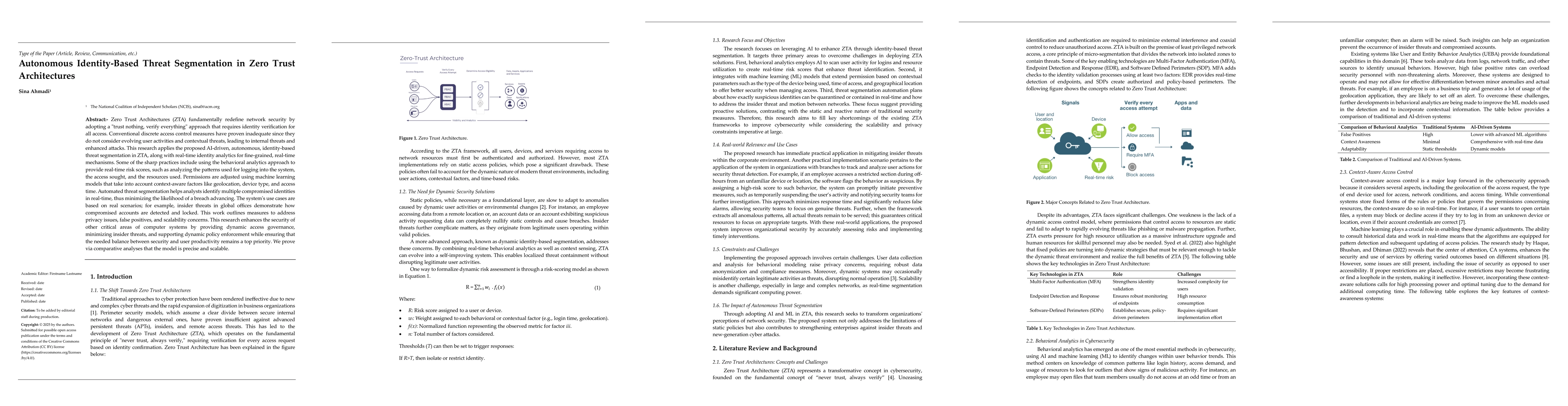 Thumbnail for Autonomous Identity-Based Threat Segmentation in Zero Trust
  Architectures
