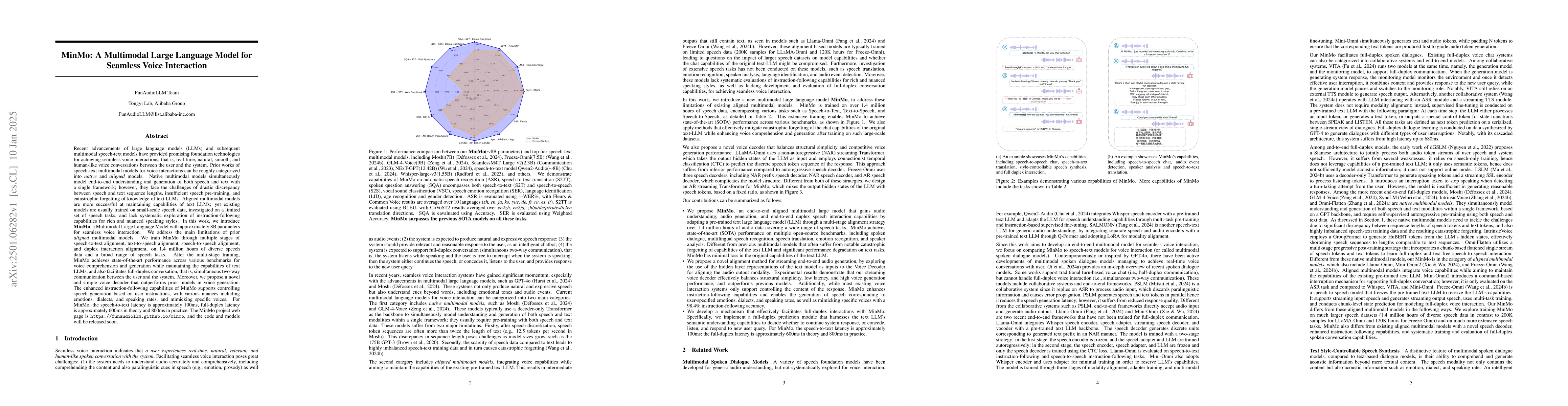 Thumbnail for MinMo: A Multimodal Large Language Model for Seamless Voice Interaction