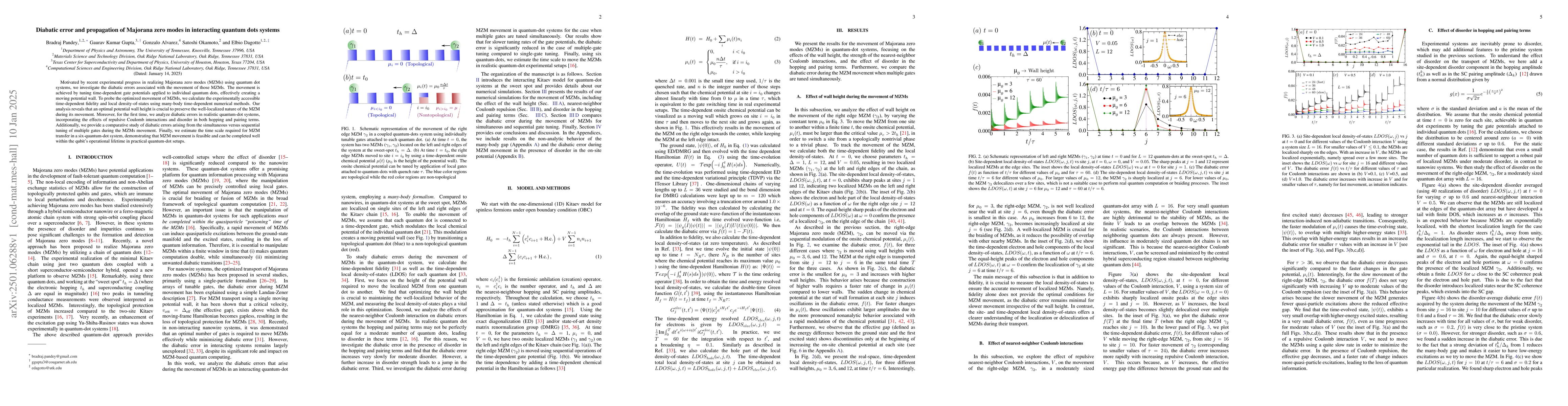 Thumbnail for Diabatic error and propagation of Majorana zero modes in interacting
  quantum dots systems