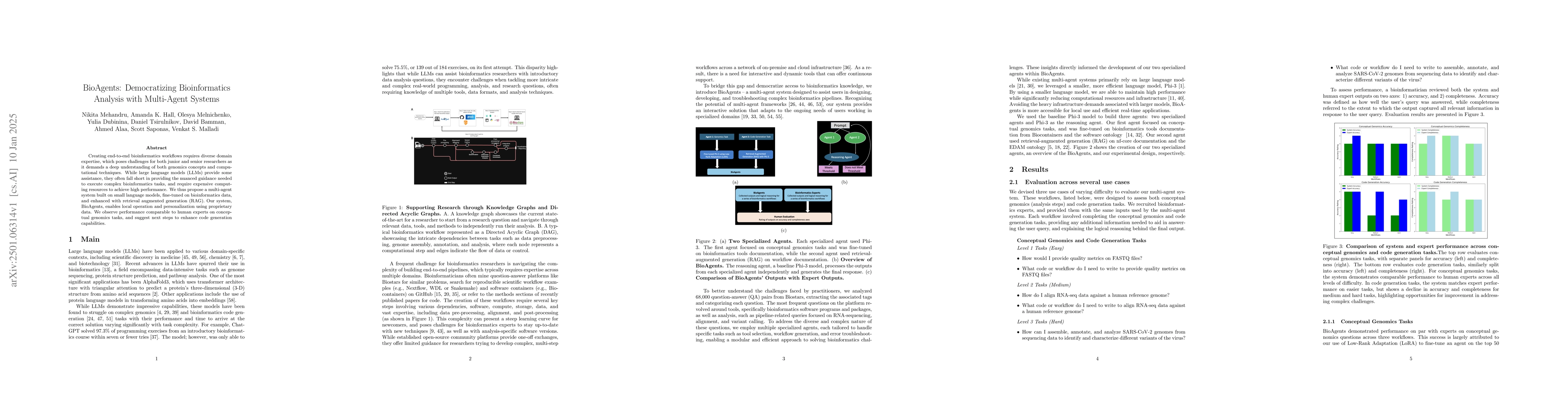 Thumbnail for BioAgents: Democratizing Bioinformatics Analysis with Multi-Agent
  Systems