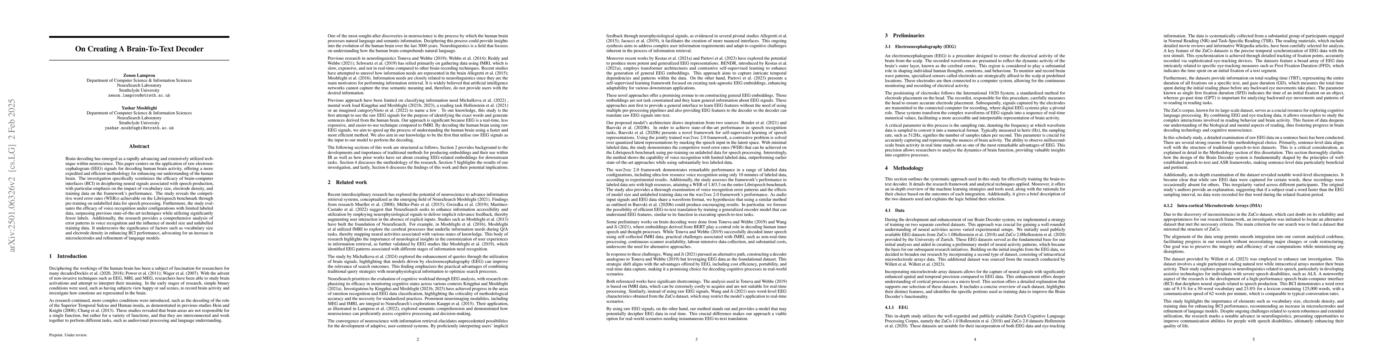 Thumbnail for On Creating A Brain-To-Text Decoder