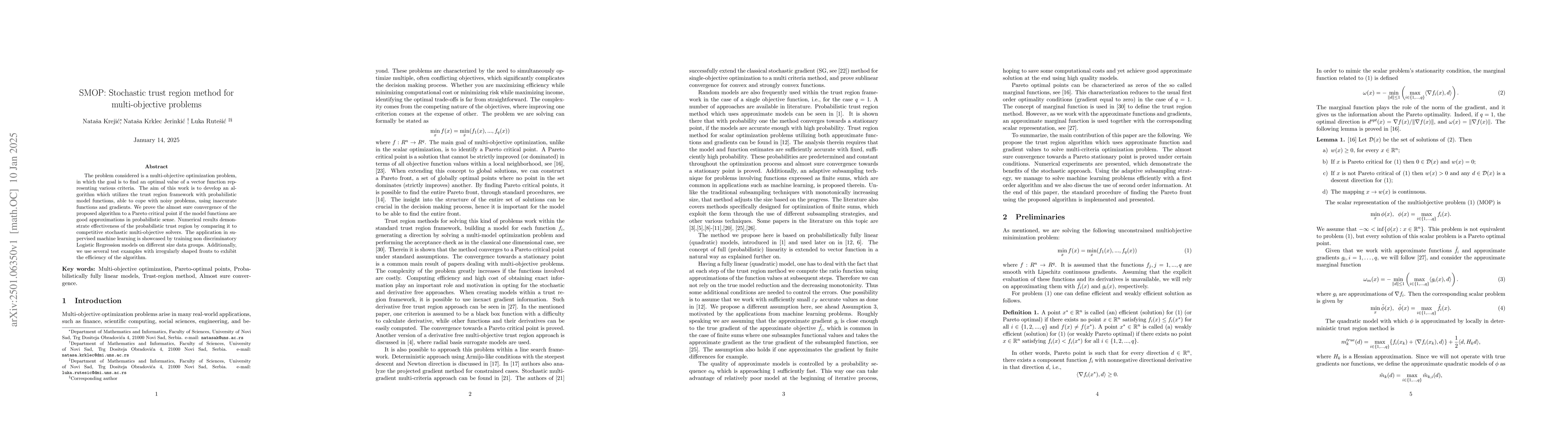 Thumbnail for SMOP: Stochastic trust region method for multi-objective problems