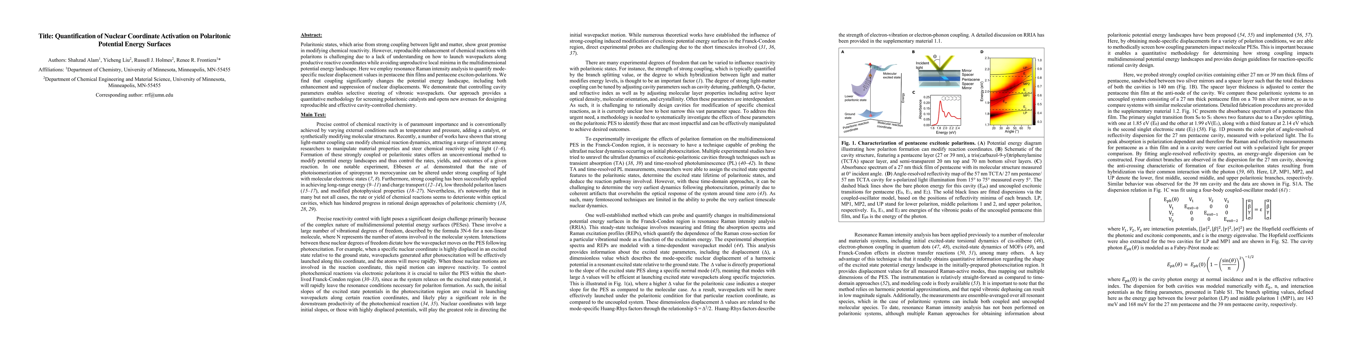 Thumbnail for Quantification of Nuclear Coordinate Activation on Polaritonic Potential
  Energy Surfaces