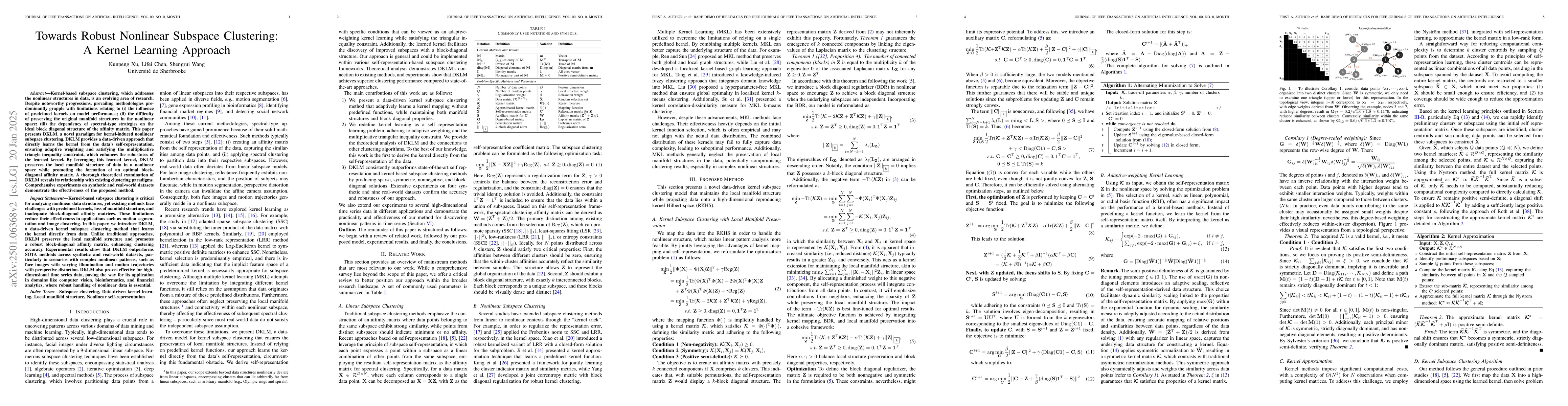 Thumbnail for Towards Robust Nonlinear Subspace Clustering: A Kernel Learning Approach