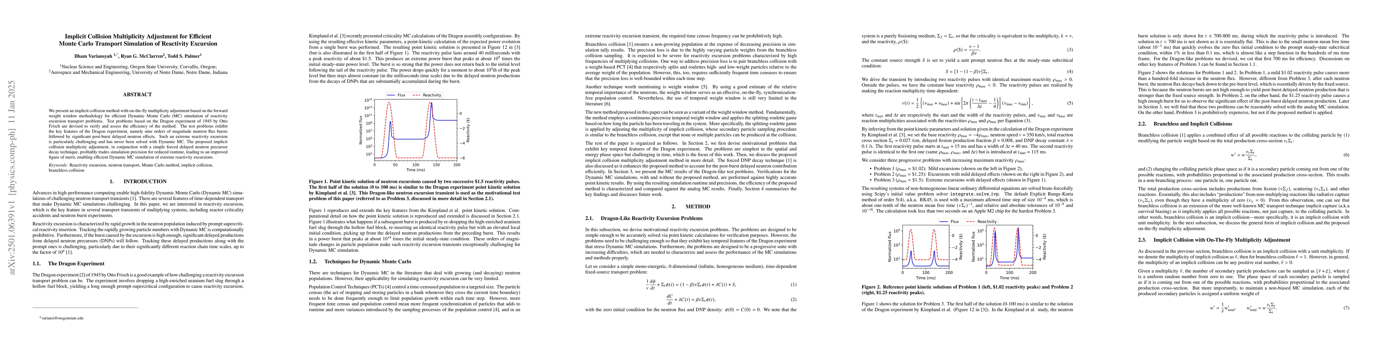 Thumbnail for Implicit Collision Multiplicity Adjustment for Efficient Monte Carlo
  Transport Simulation of Reactivity Excursion