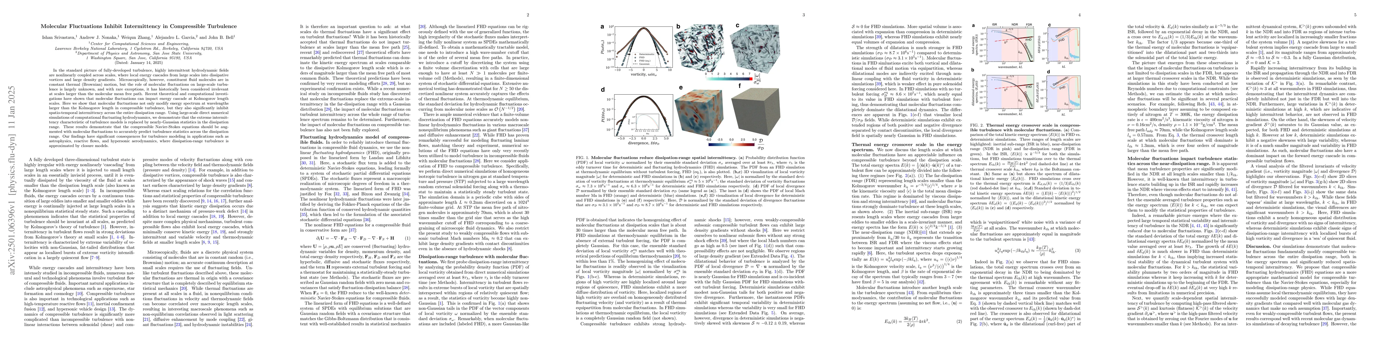 Thumbnail for Molecular Fluctuations Inhibit Intermittency in Compressible Turbulence