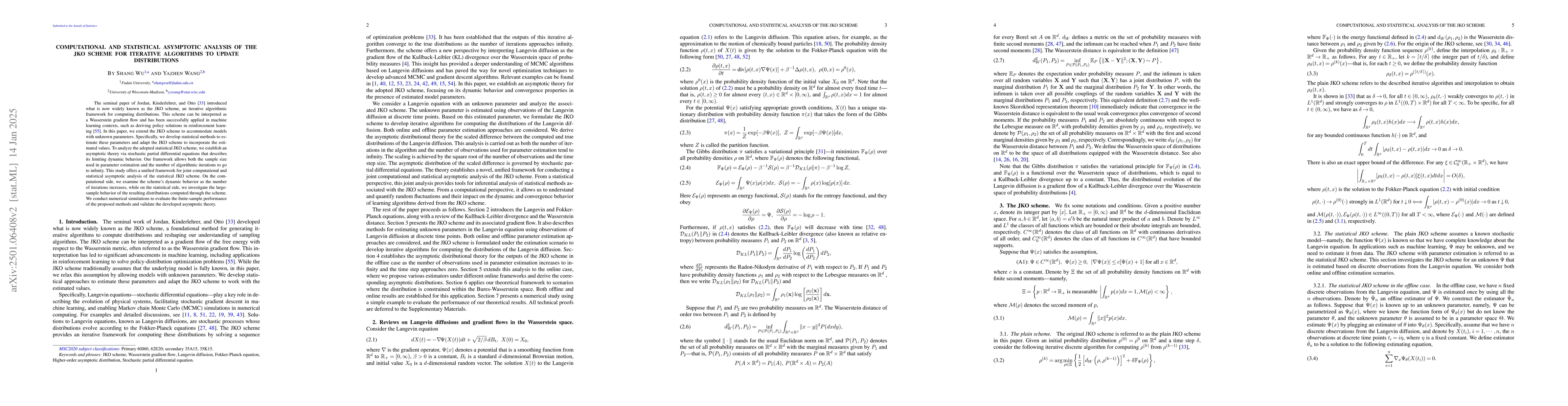 Thumbnail for Computational and Statistical Asymptotic Analysis of the JKO Scheme for
  Iterative Algorithms to update distributions