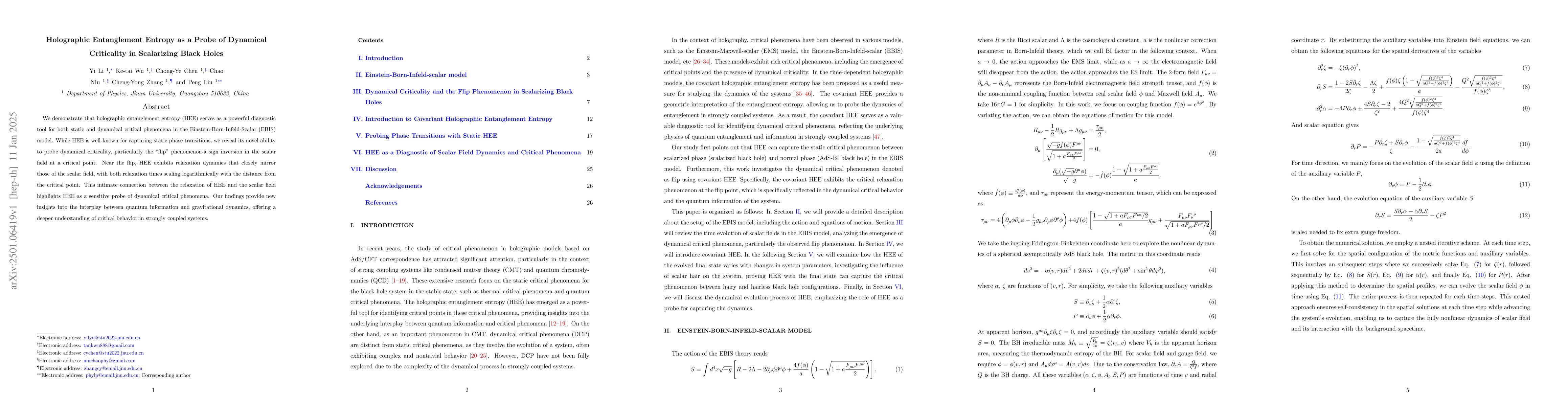 Thumbnail for Holographic Entanglement Entropy as a Probe of Dynamical Criticality in
  Scalarizing Black Holes