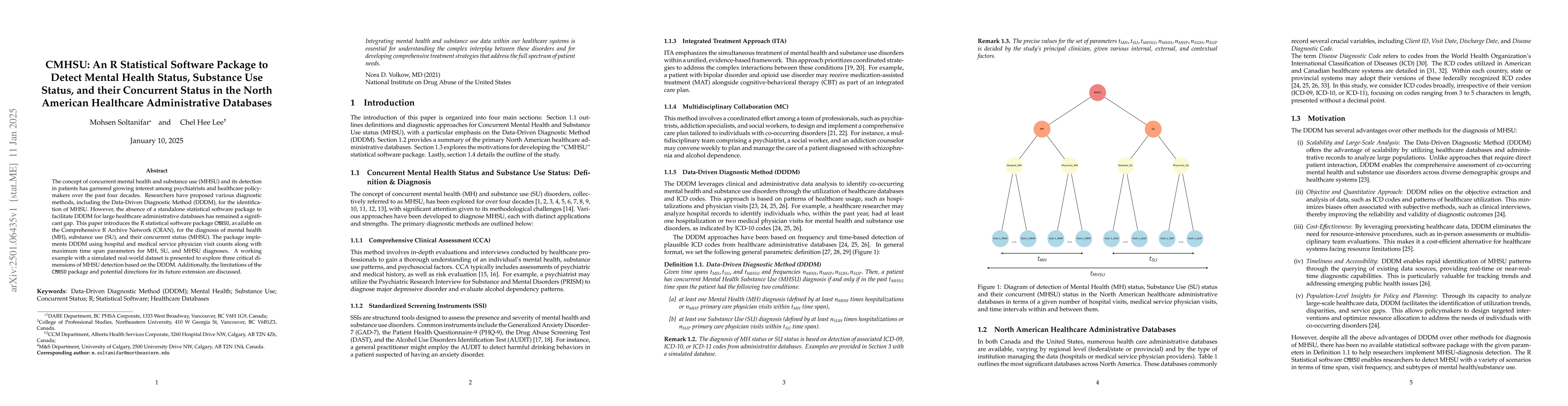 Thumbnail for CMHSU: An R Statistical Software Package to Detect Mental Health Status,
  Substance Use Status, and their Concurrent Status in the North American
  Healthcare Administrative Database
