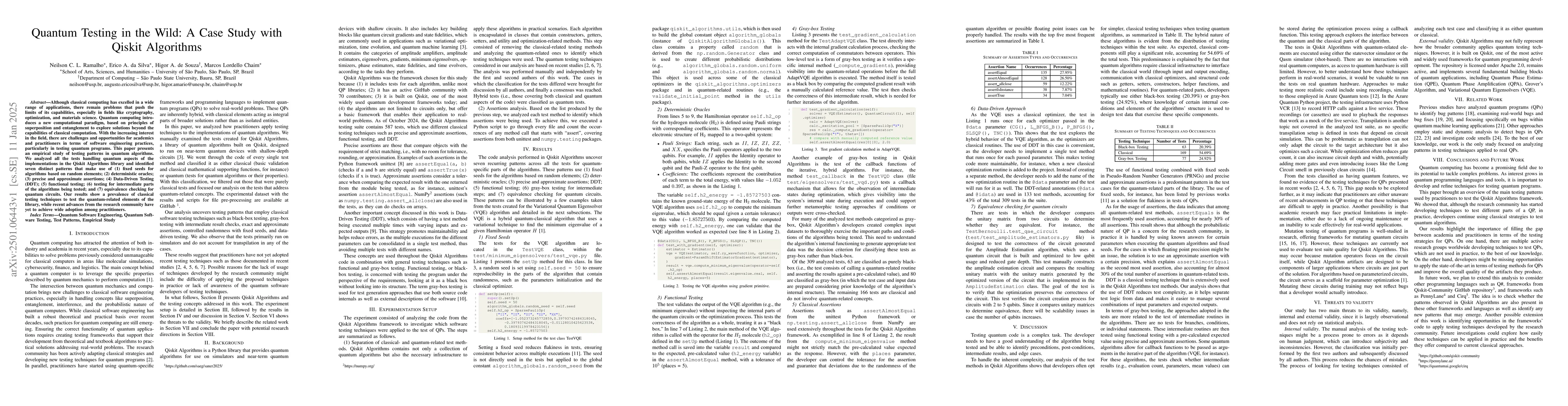 Thumbnail for Quantum Testing in the Wild: A Case Study with Qiskit Algorithms