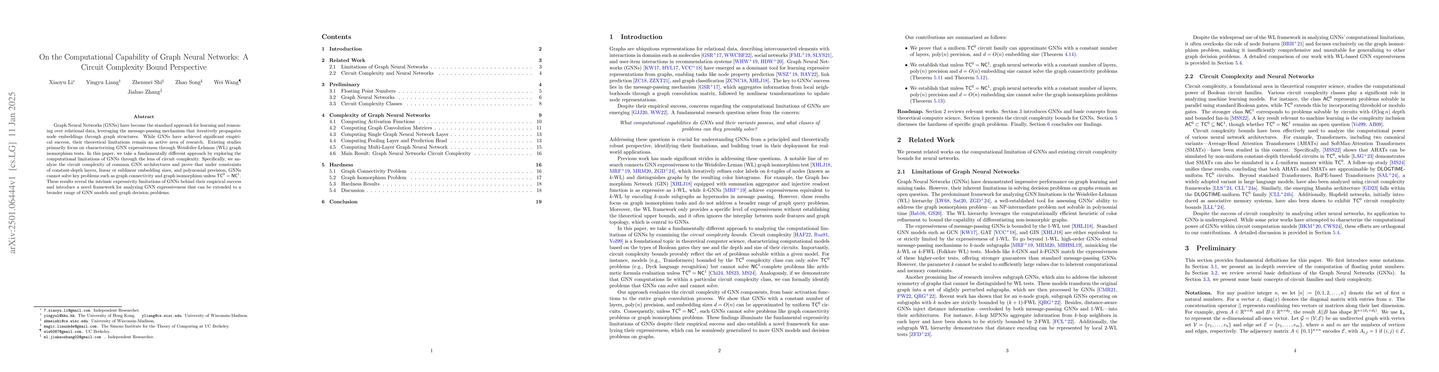 Thumbnail for On the Computational Capability of Graph Neural Networks: A Circuit
  Complexity Bound Perspective