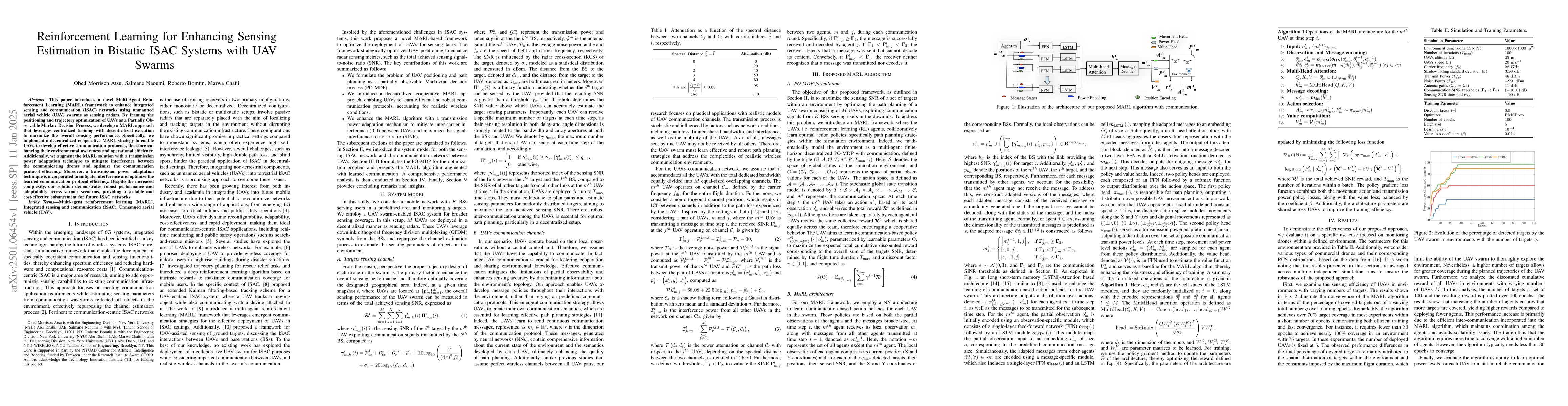 Thumbnail for Reinforcement Learning for Enhancing Sensing Estimation in Bistatic ISAC
  Systems with UAV Swarms
