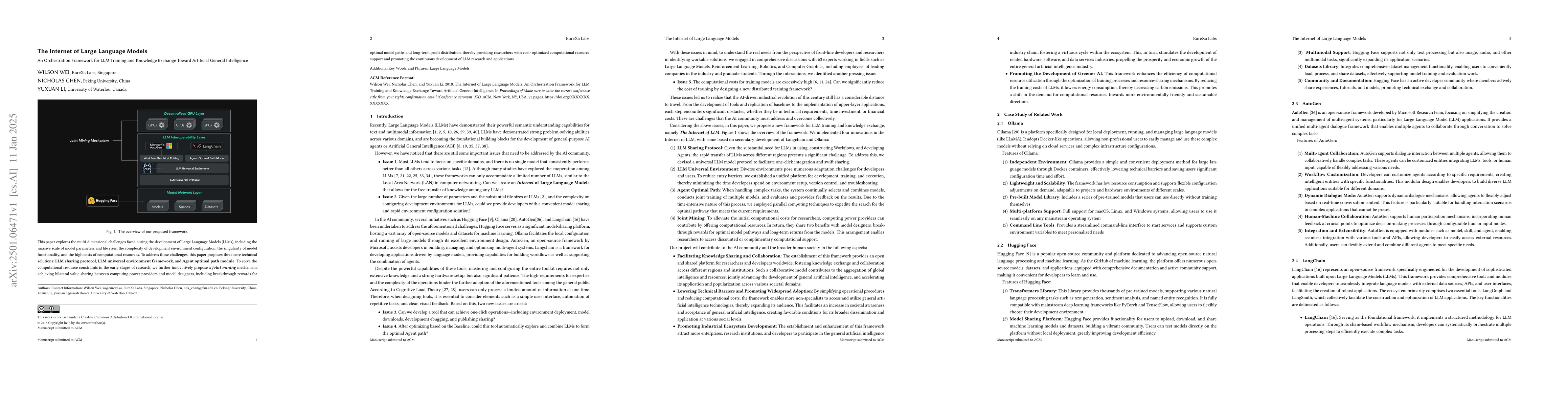 Thumbnail for The Internet of Large Language Models: An Orchestration Framework for
  LLM Training and Knowledge Exchange Toward Artificial General Intelligence