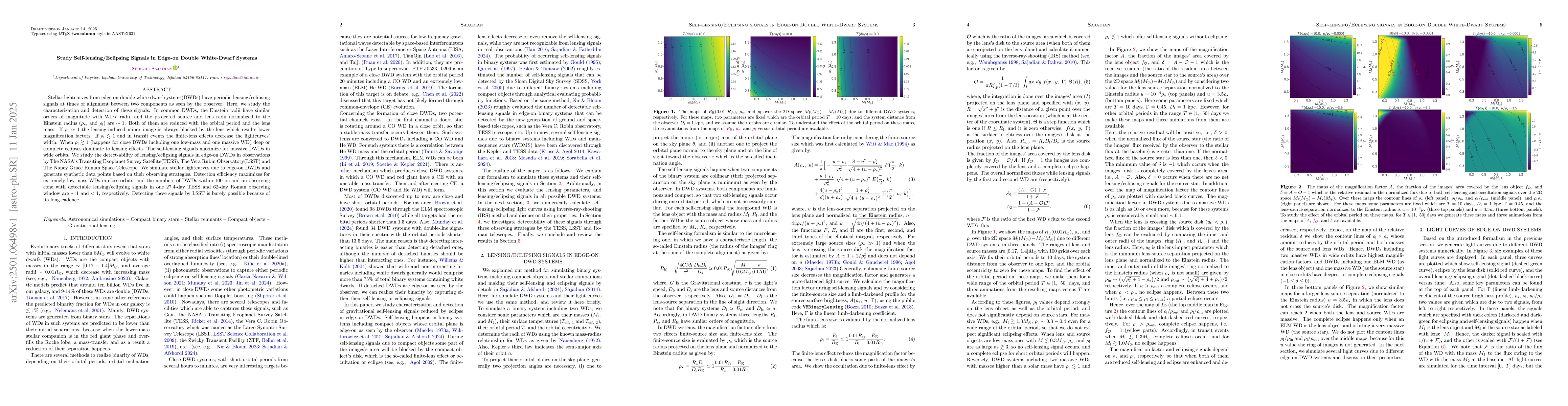 Thumbnail for Study Self-lensing/Eclipsing Signals in Edge-on Double White-Dwarf
  Systems