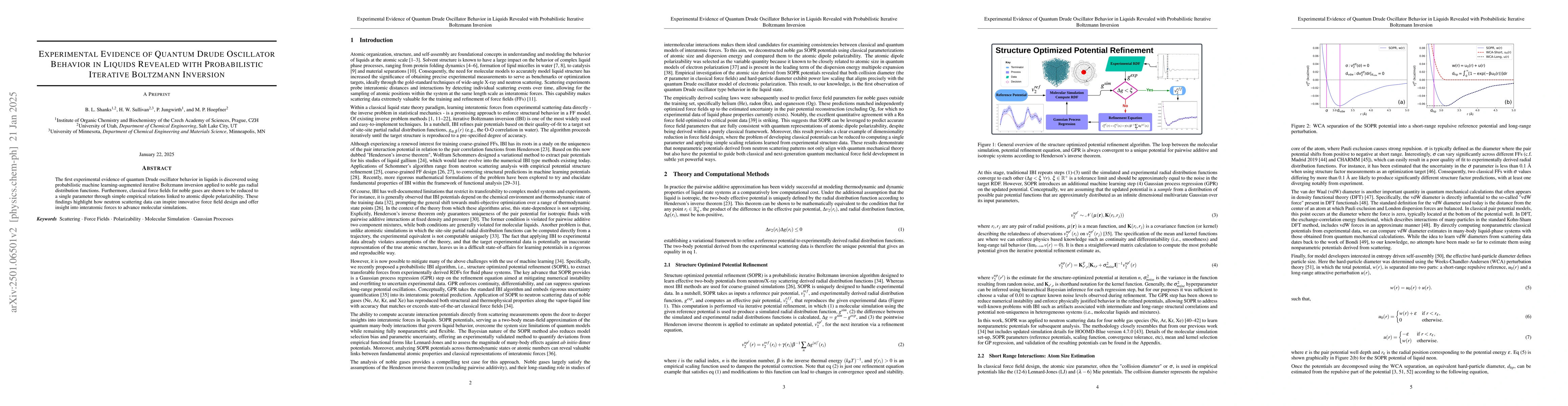 Thumbnail for Experimental Evidence of Quantum Drude Oscillator Behavior in Liquids
  Revealed with Probabilistic Iterative Boltzmann Inversion