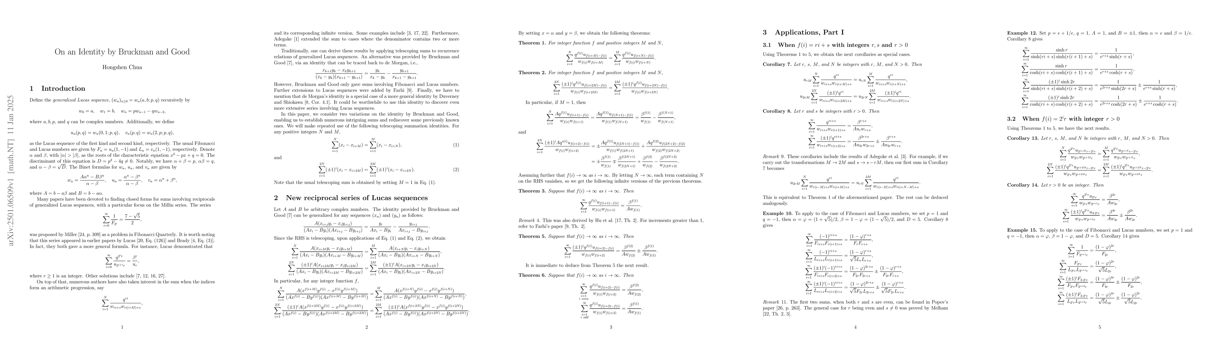 Thumbnail for On an Identity by Bruckman and Good