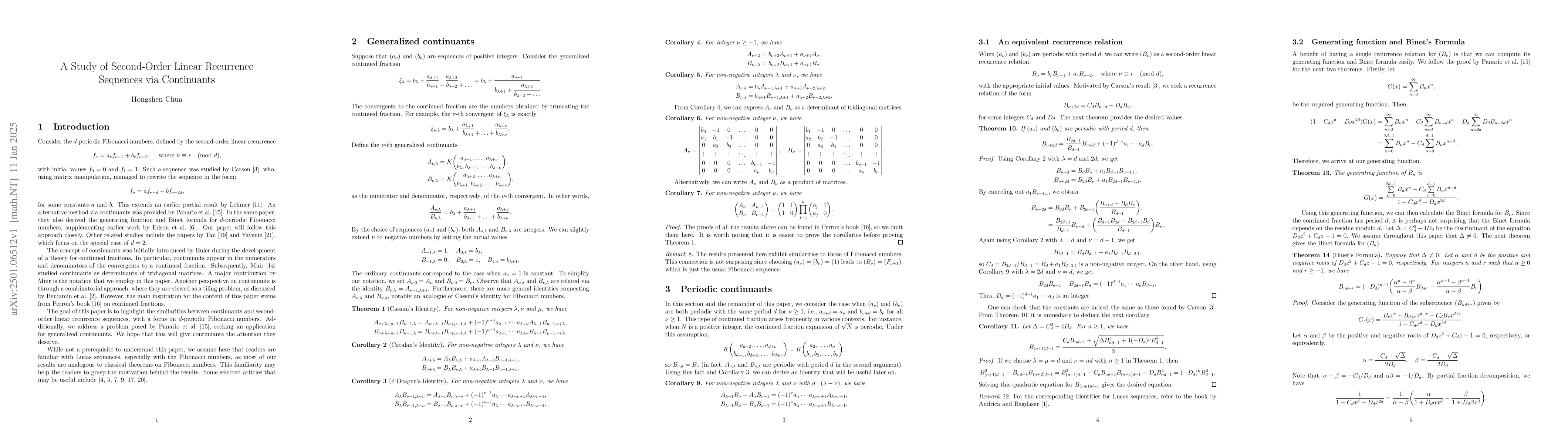 Thumbnail for A Study of Second-Order Linear Recurrence Sequences via Continuants