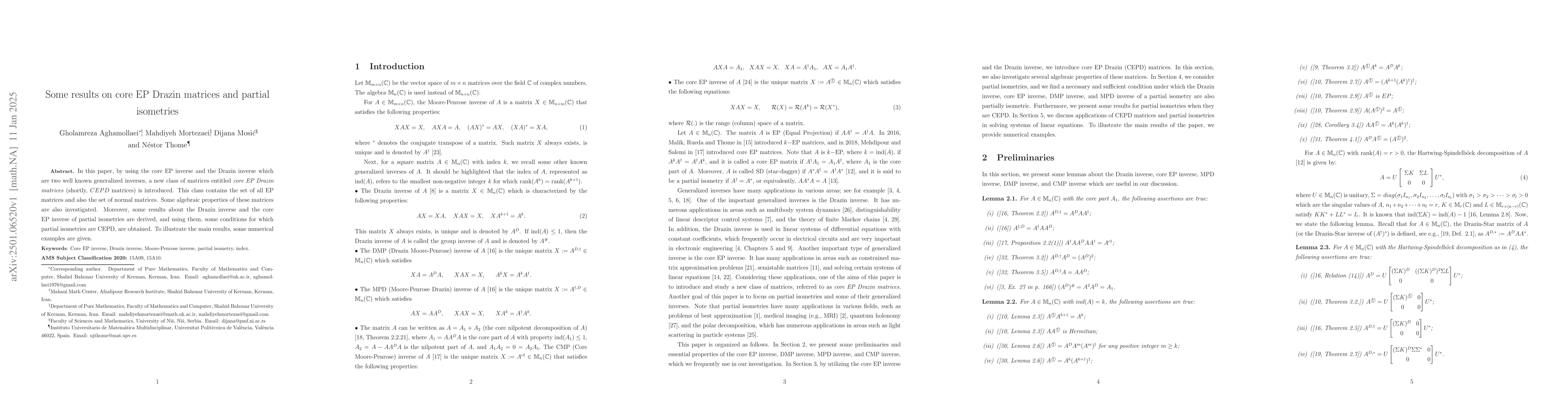 Thumbnail for Some results on core EP Drazin matrices and partial isometries