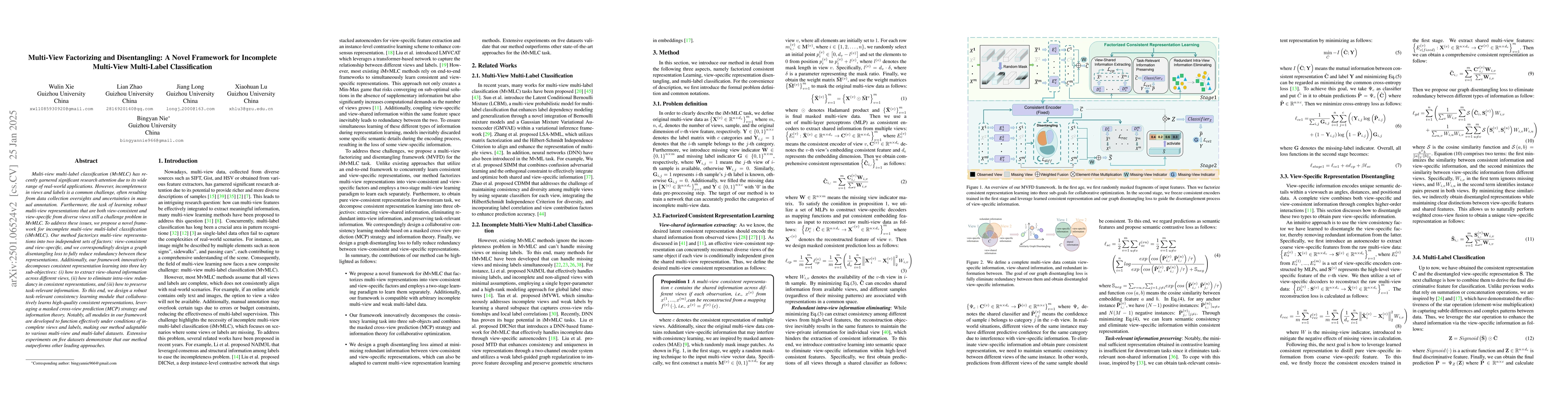 Thumbnail for Multi-View Factorizing and Disentangling: A Novel Framework for
  Incomplete Multi-View Multi-Label Classification