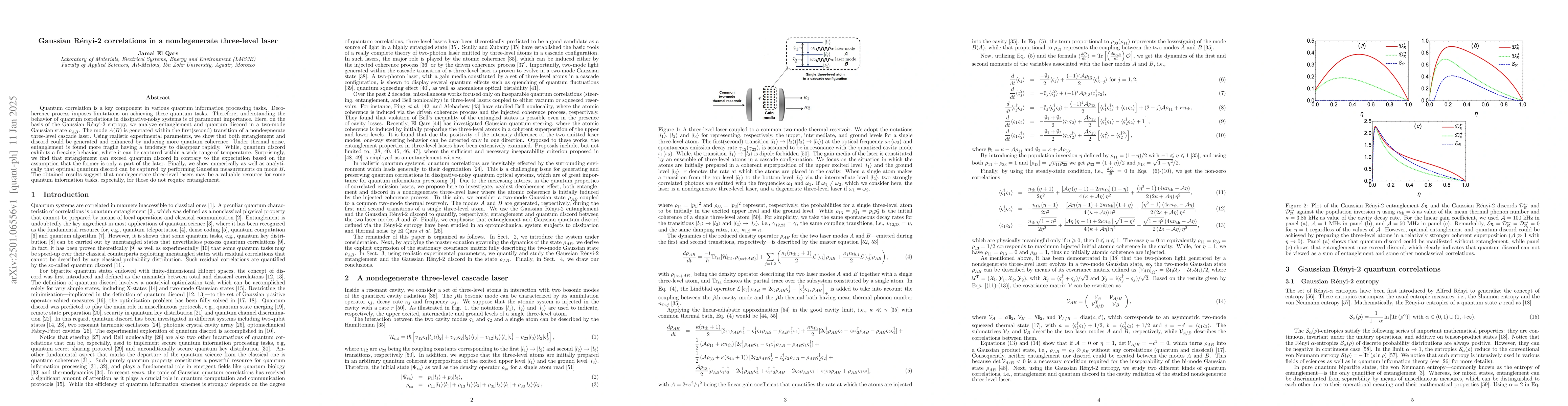 Thumbnail for Gaussian Rényi-2 correlations in a nondegenerate three-level laser