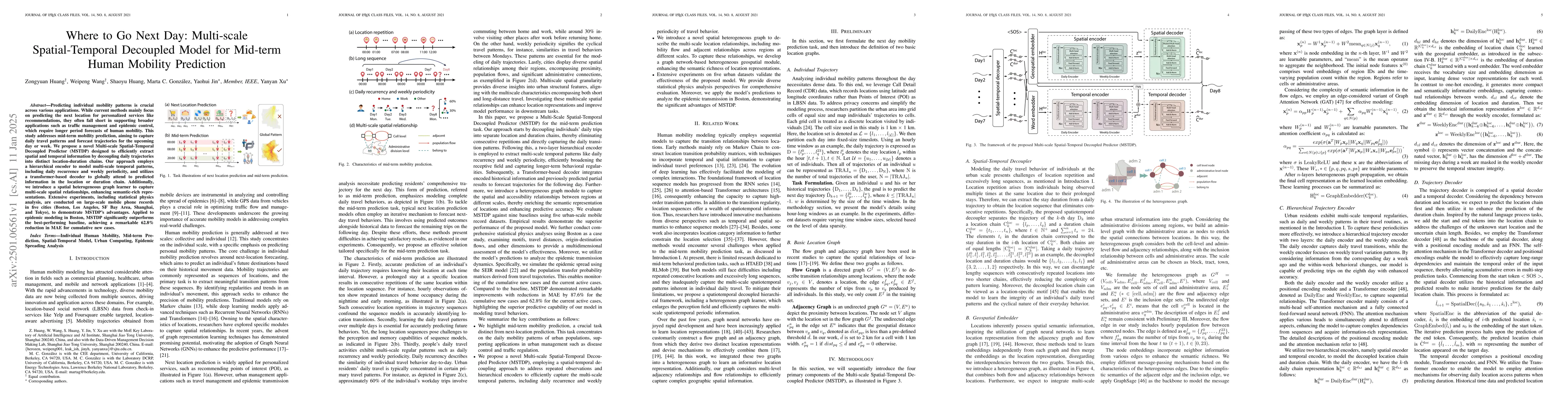 Thumbnail for Where to Go Next Day: Multi-scale Spatial-Temporal Decoupled Model for
  Mid-term Human Mobility Prediction