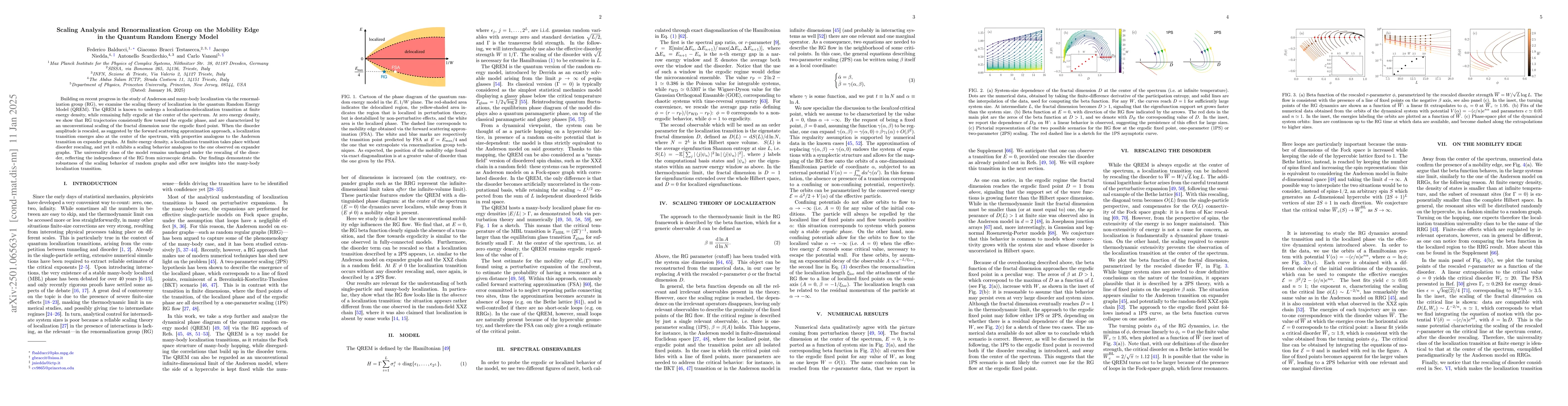 Thumbnail for Scaling Analysis and Renormalization Group on the Mobility Edge in the
  Quantum Random Energy Model