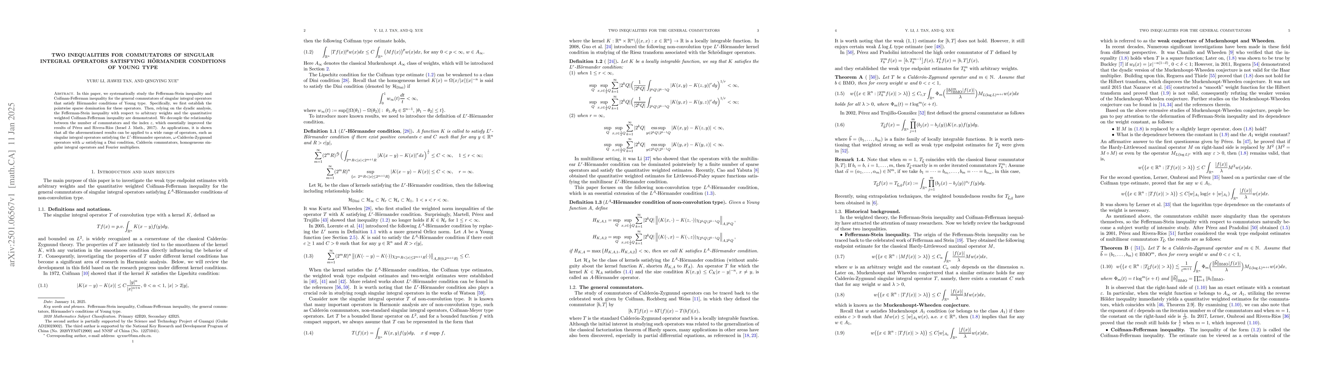 Thumbnail for Two inequalities for commutators of singular integral operators
  satisfying Hörmander conditions of Young type