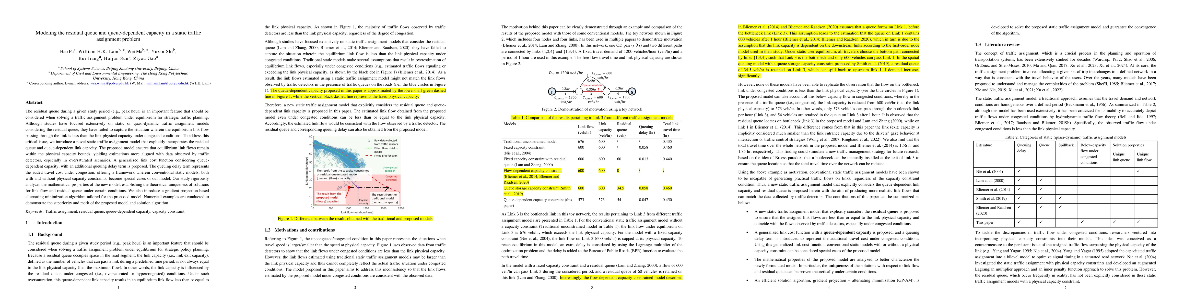 Thumbnail for Modeling the residual queue and queue-dependent capacity in a static
  traffic assignment problem