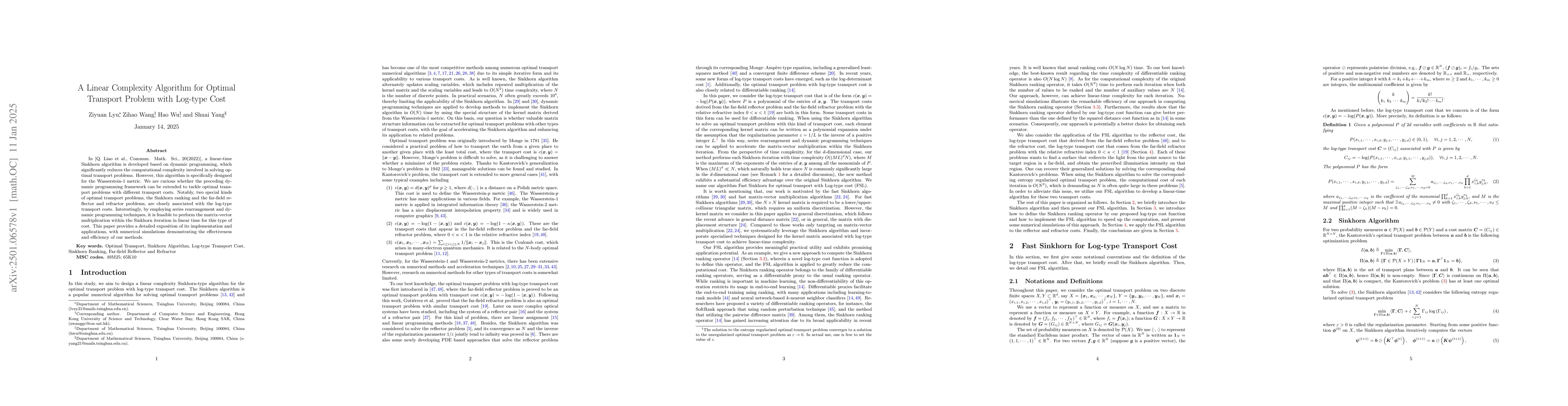 Thumbnail for A Linear Complexity Algorithm for Optimal Transport Problem with
  Log-type Cost