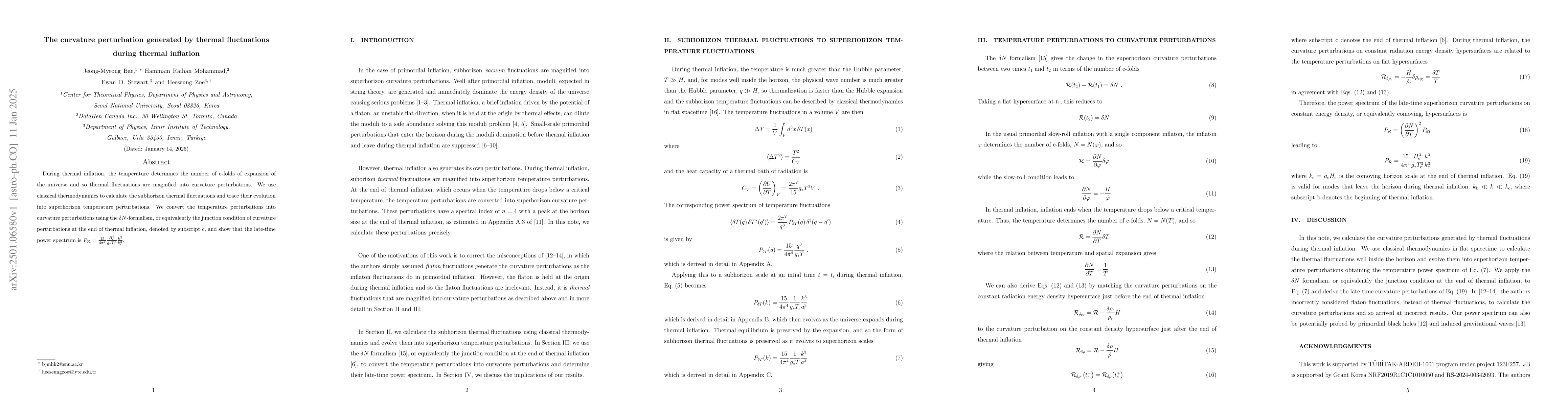 Thumbnail for The curvature perturbation generated by thermal fluctuations during
  thermal inflation