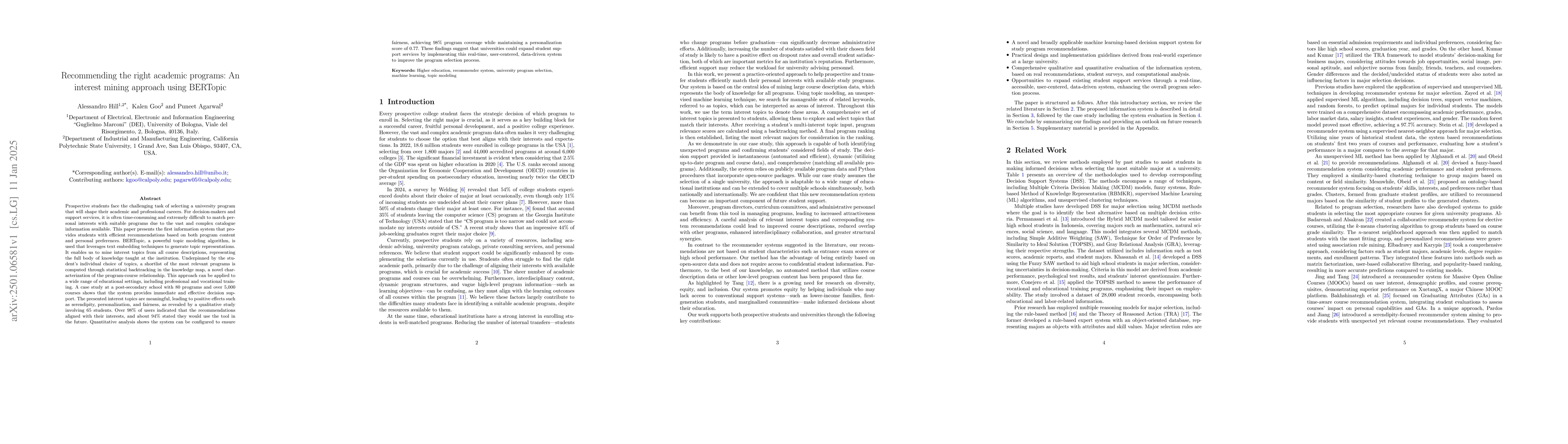 Thumbnail for Recommending the right academic programs: An interest mining approach
  using BERTopic