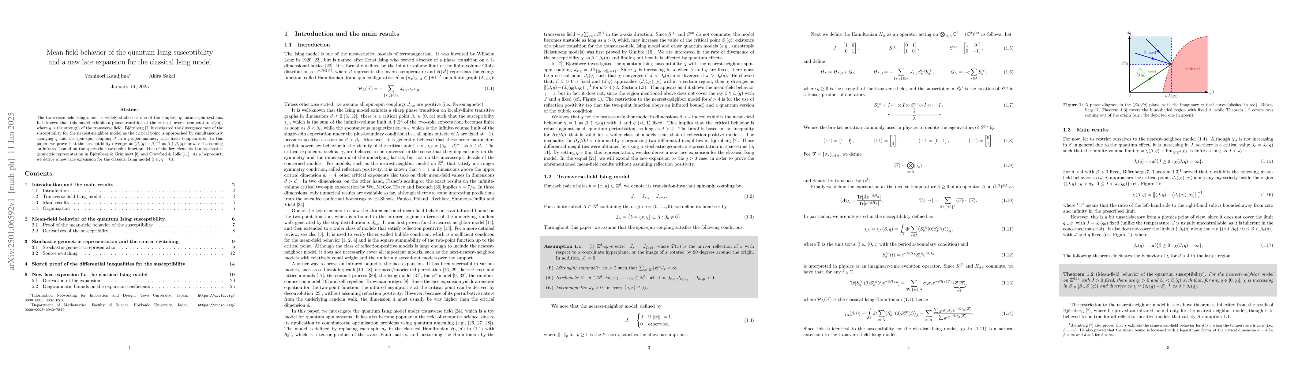 Thumbnail for Mean-field behavior of the quantum Ising susceptibility and a new lace
  expansion for the classical Ising model