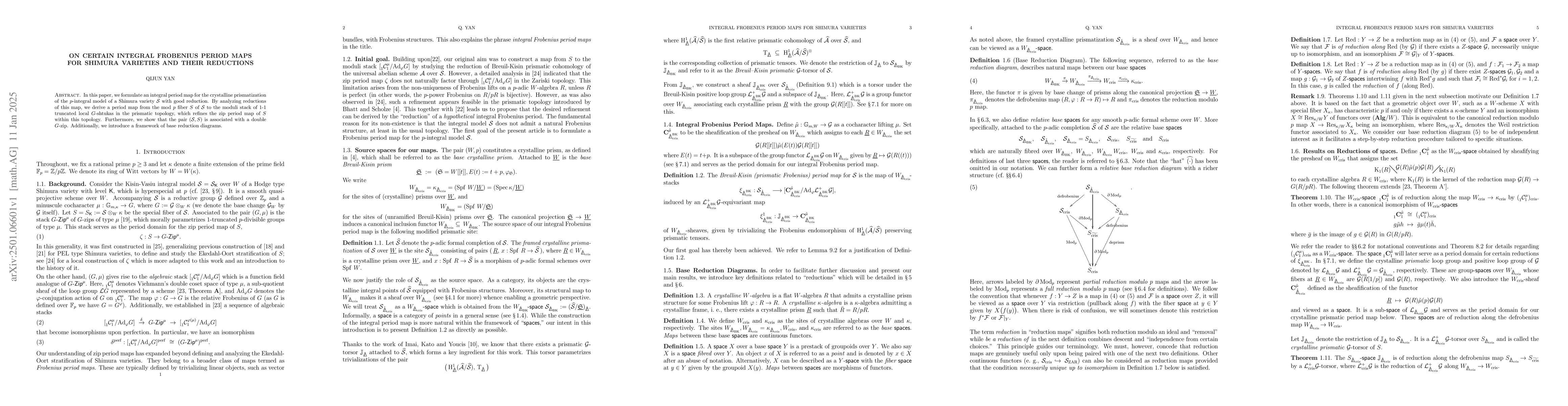 Thumbnail for On certain integral Frobenius period maps for Shimura varieties and
  their reductions