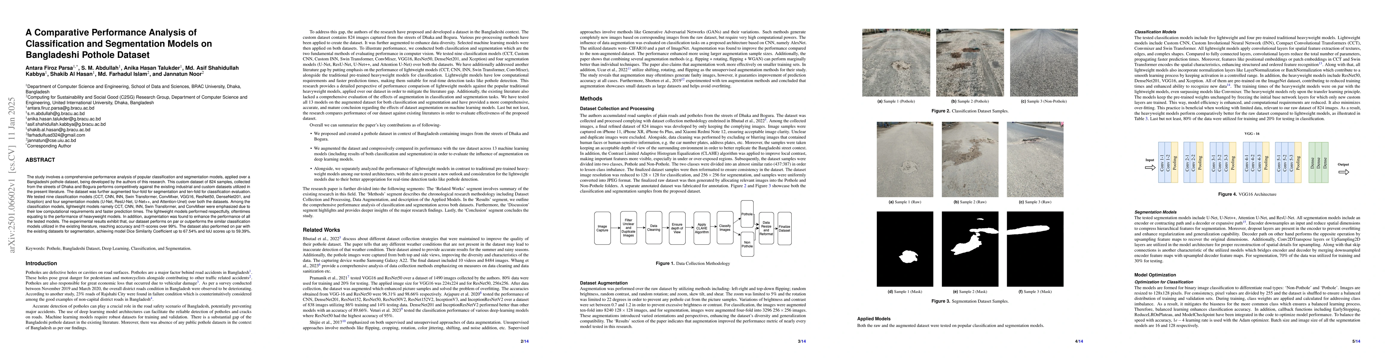 Thumbnail for A Comparative Performance Analysis of Classification and Segmentation
  Models on Bangladeshi Pothole Dataset