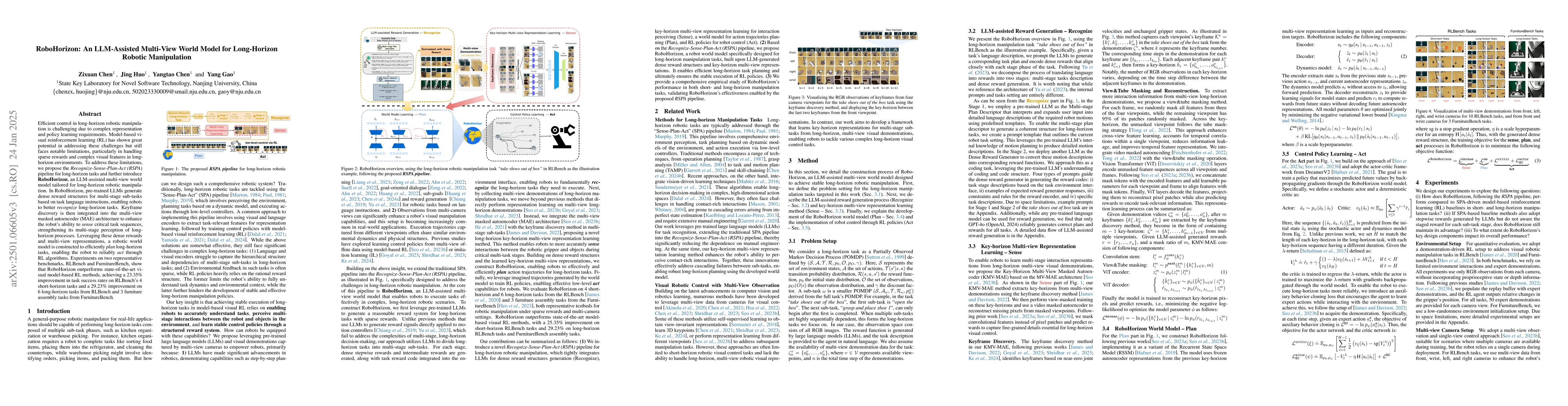 Thumbnail for RoboHorizon: An LLM-Assisted Multi-View World Model for Long-Horizon
  Robotic Manipulation